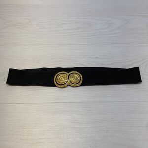 Vintage 80s Day Lor Black & Gold Enamel Stretch Waist Belt